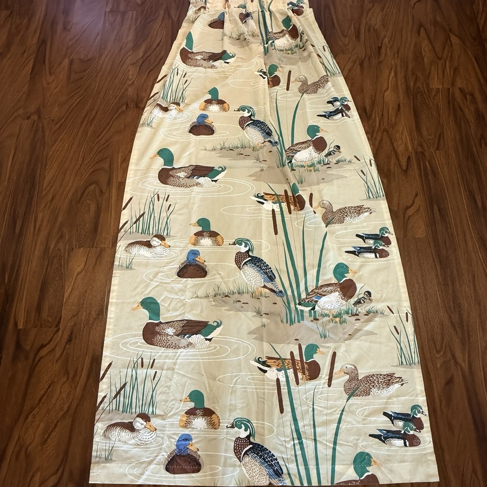 Vintage Mallard Duck Pinch Pleat Curtain Panel 81x42 Cabin Lodge Drapery USA